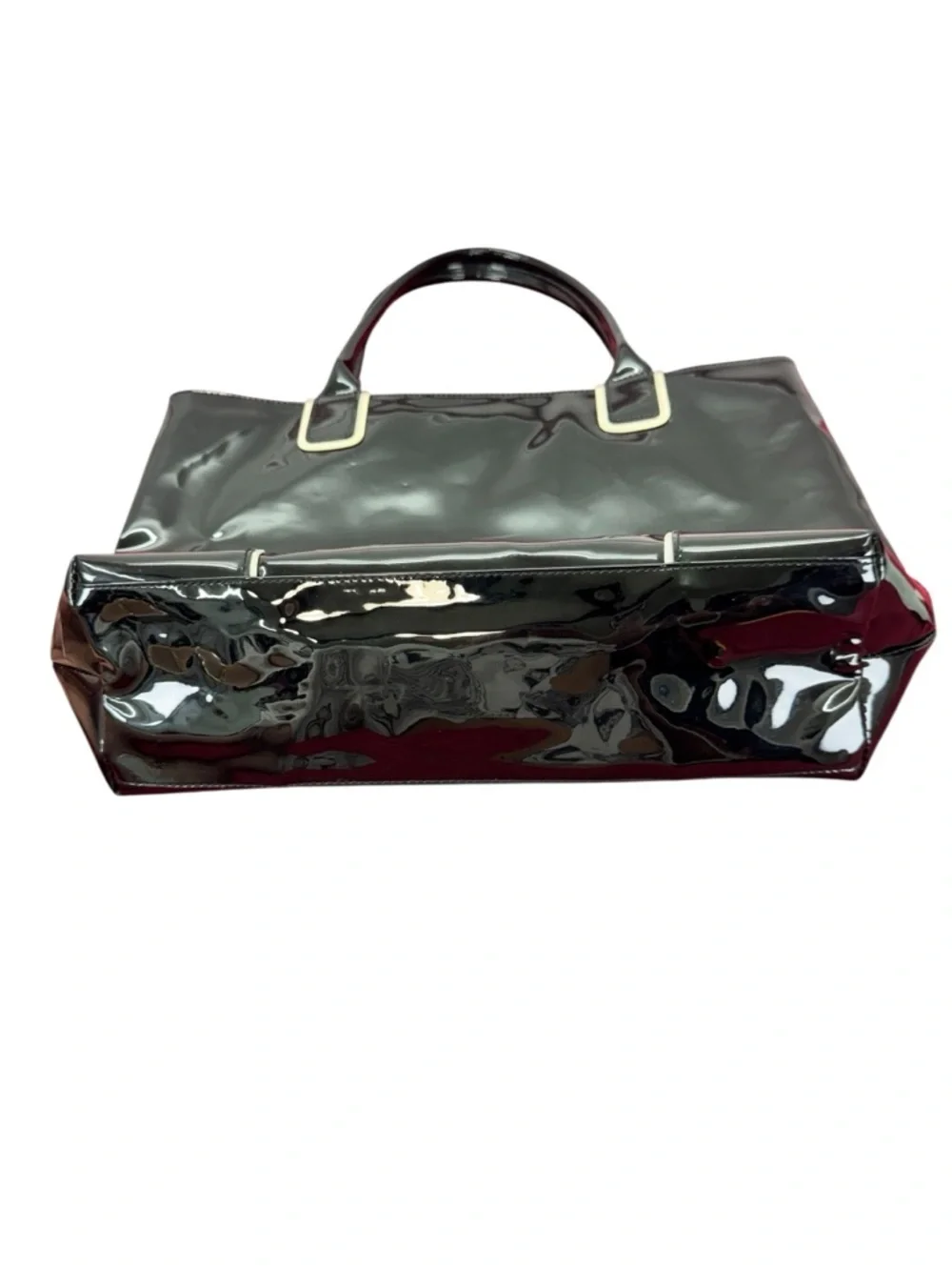 Stee lauder Classic Black Patent Tote with Gold Accent - Picture 7 of 10